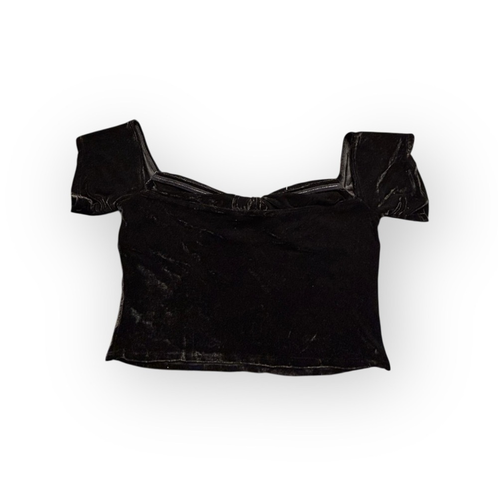Sincerely Jules Velvet Off Shoulder Crop Top Black Size XL NWT